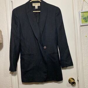 Jones New York Blazer Women's Size 6 Black  One Button ‎ Collar Career